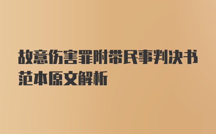 故意伤害罪附带民事判决书范本原文解析