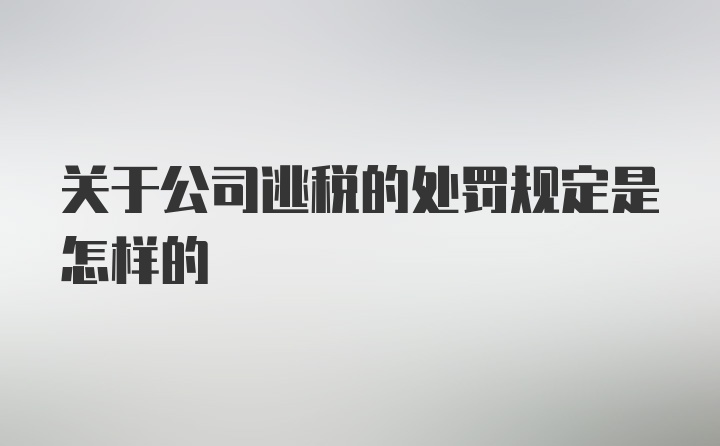 关于公司逃税的处罚规定是怎样的