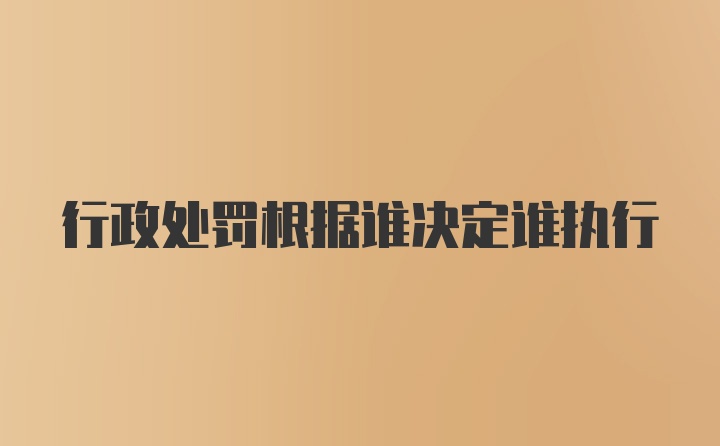 行政处罚根据谁决定谁执行