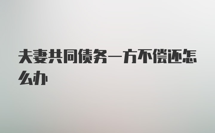 夫妻共同债务一方不偿还怎么办