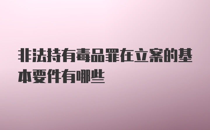 非法持有毒品罪在立案的基本要件有哪些