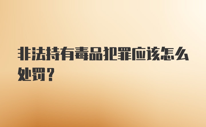 非法持有毒品犯罪应该怎么处罚？