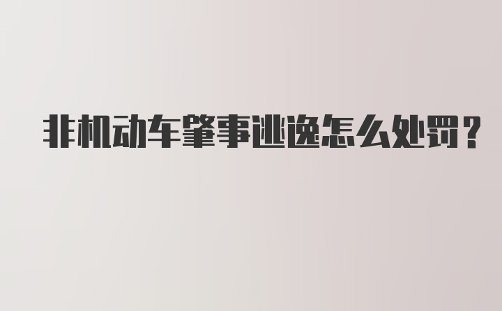 非机动车肇事逃逸怎么处罚？