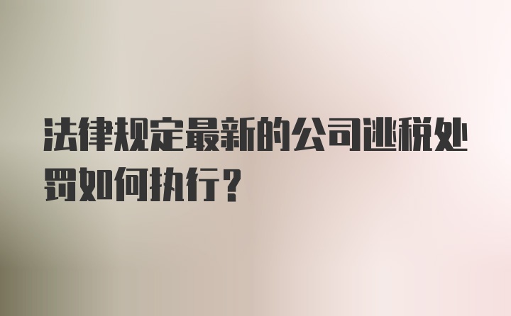 法律规定最新的公司逃税处罚如何执行？