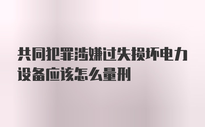 共同犯罪涉嫌过失损坏电力设备应该怎么量刑