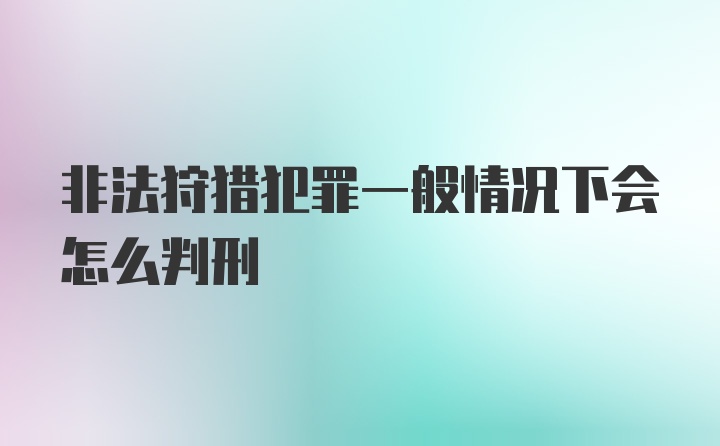 非法狩猎犯罪一般情况下会怎么判刑