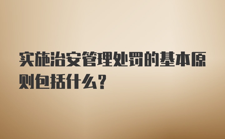 实施治安管理处罚的基本原则包括什么？