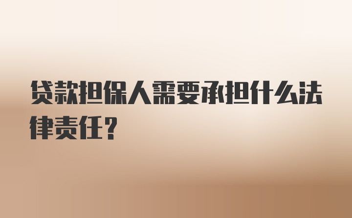 贷款担保人需要承担什么法律责任?