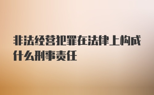 非法经营犯罪在法律上构成什么刑事责任