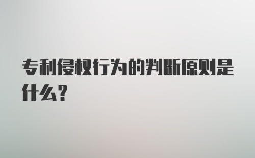 专利侵权行为的判断原则是什么？