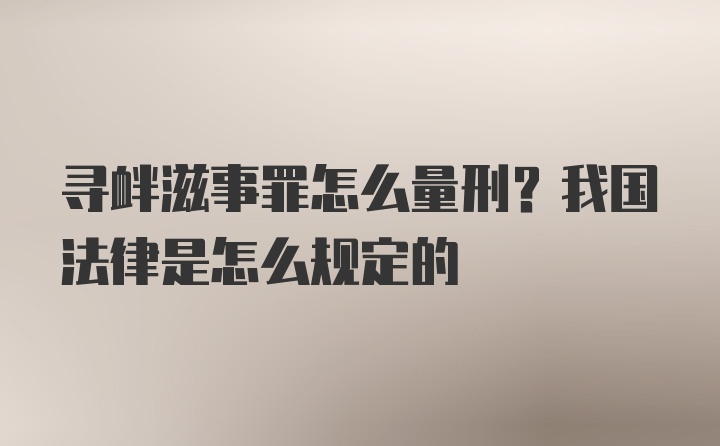 寻衅滋事罪怎么量刑？我国法律是怎么规定的