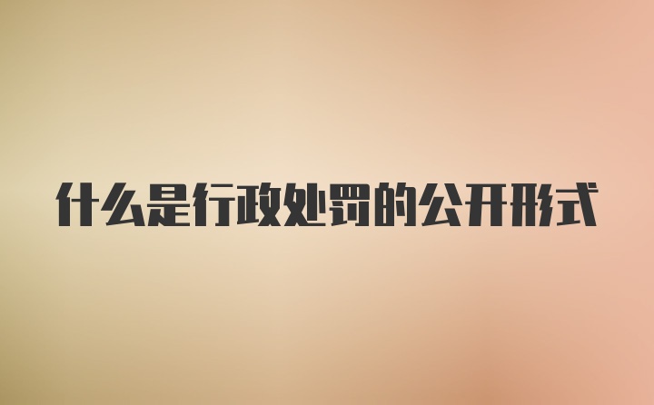 什么是行政处罚的公开形式