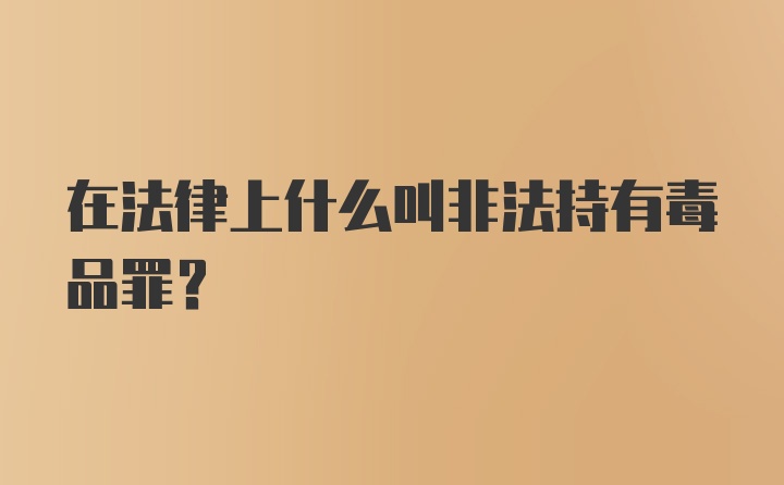 在法律上什么叫非法持有毒品罪？