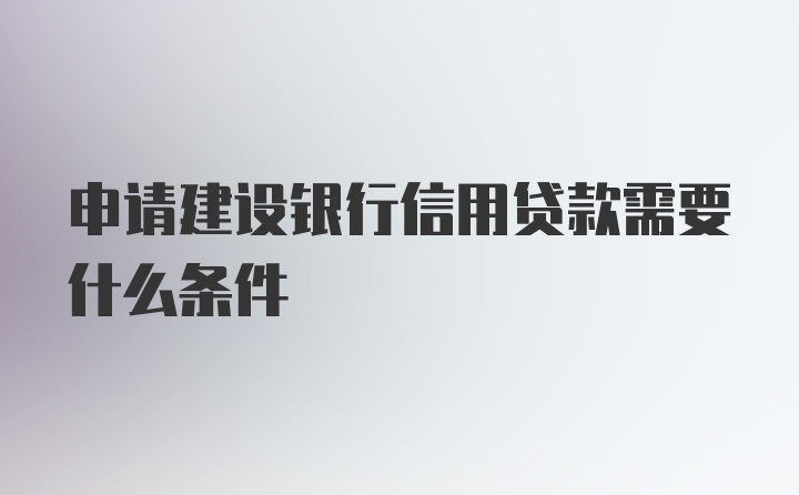 申请建设银行信用贷款需要什么条件