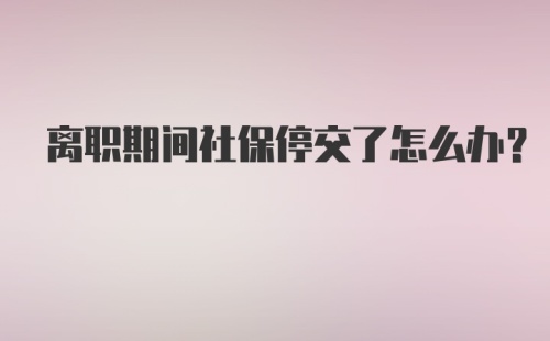 离职期间社保停交了怎么办？