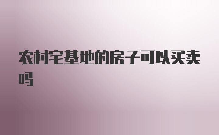 农村宅基地的房子可以买卖吗