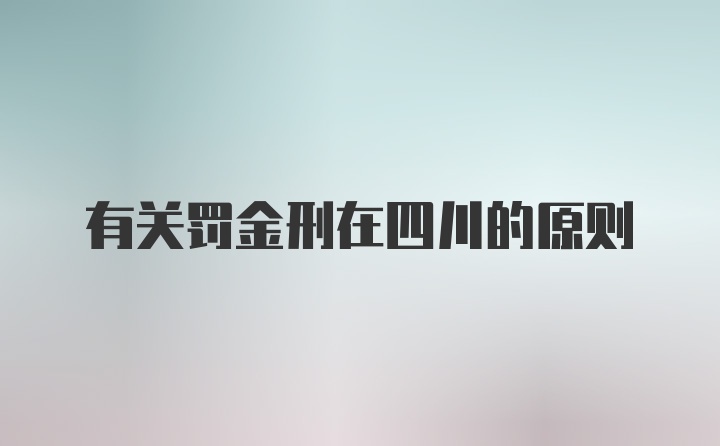 有关罚金刑在四川的原则