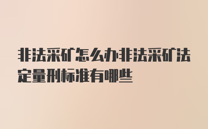 非法采矿怎么办非法采矿法定量刑标准有哪些