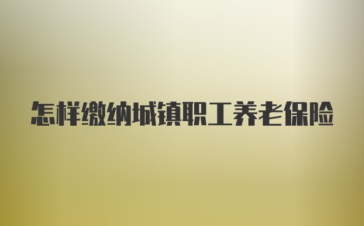 怎样缴纳城镇职工养老保险