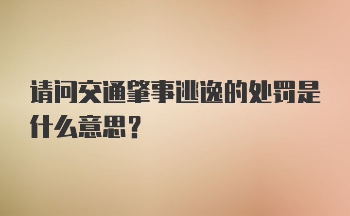 请问交通肇事逃逸的处罚是什么意思？