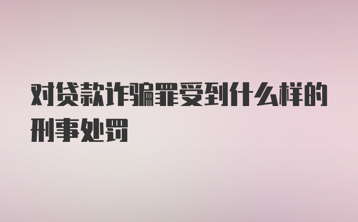 对贷款诈骗罪受到什么样的刑事处罚