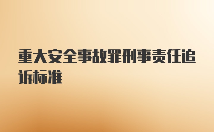 重大安全事故罪刑事责任追诉标准