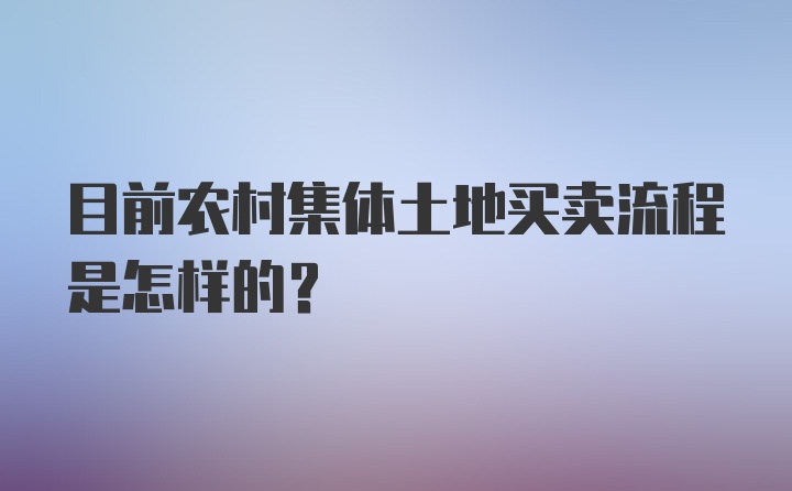 目前农村集体土地买卖流程是怎样的？