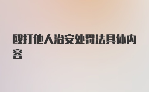 殴打他人治安处罚法具体内容