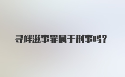 寻衅滋事罪属于刑事吗？