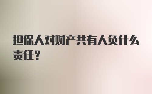 担保人对财产共有人负什么责任？