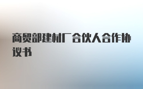 商贸部建材厂合伙人合作协议书