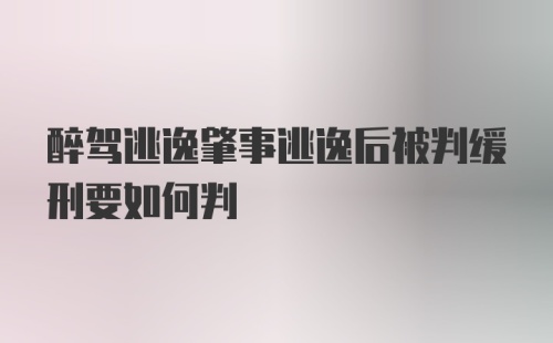 醉驾逃逸肇事逃逸后被判缓刑要如何判