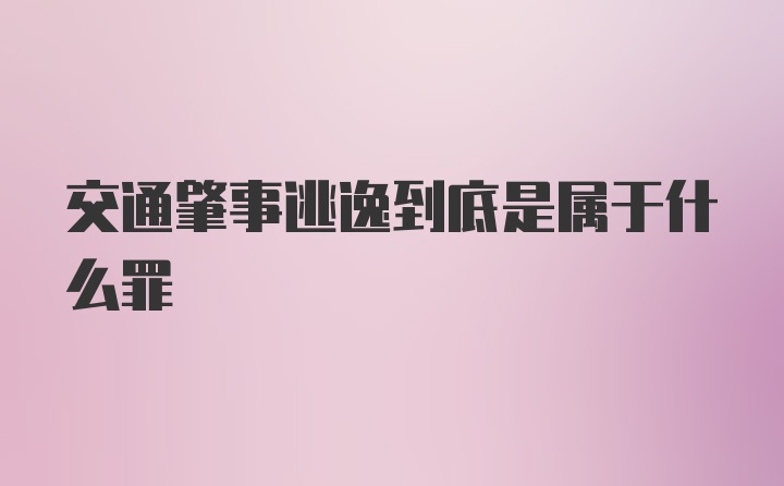 交通肇事逃逸到底是属于什么罪