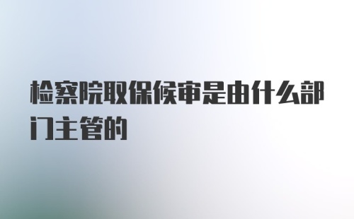 检察院取保候审是由什么部门主管的