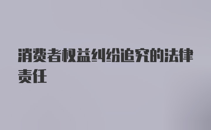 消费者权益纠纷追究的法律责任