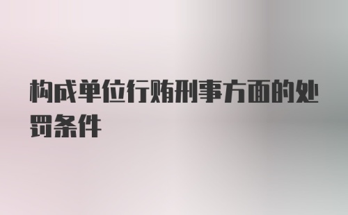 构成单位行贿刑事方面的处罚条件