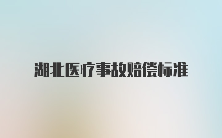 湖北医疗事故赔偿标准