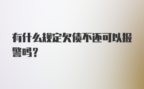 有什么规定欠债不还可以报警吗?