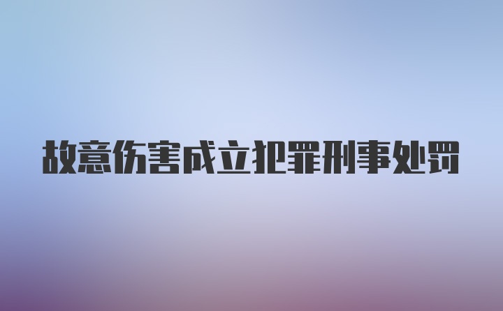 故意伤害成立犯罪刑事处罚