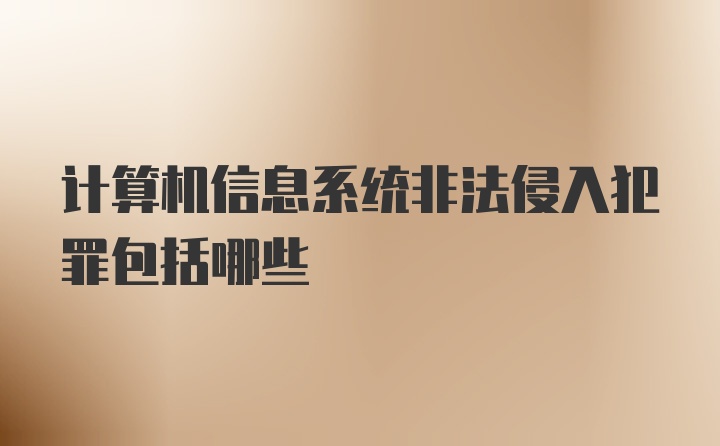 计算机信息系统非法侵入犯罪包括哪些