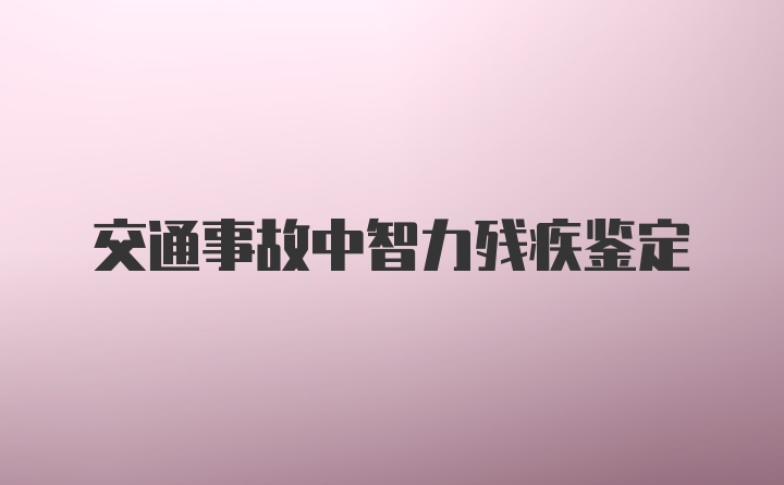 交通事故中智力残疾鉴定