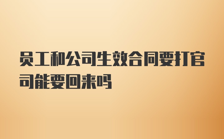 员工和公司生效合同要打官司能要回来吗