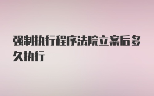 强制执行程序法院立案后多久执行