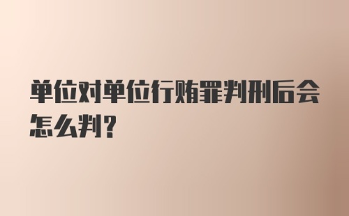 单位对单位行贿罪判刑后会怎么判？