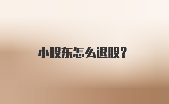 小股东怎么退股？