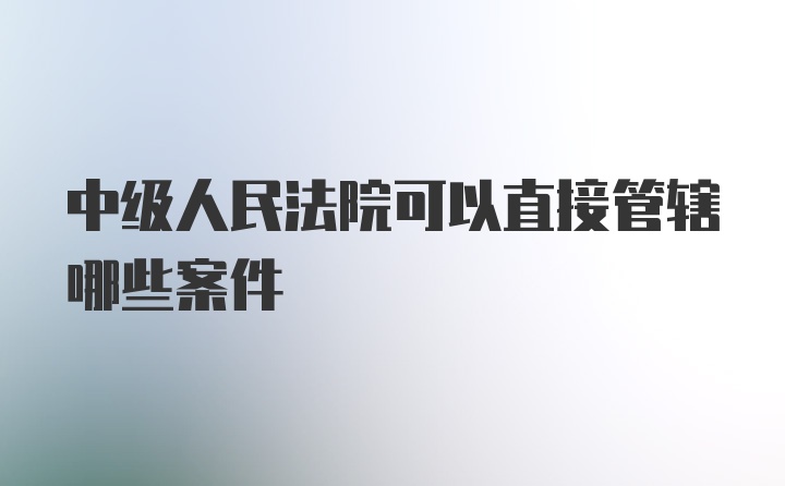 中级人民法院可以直接管辖哪些案件