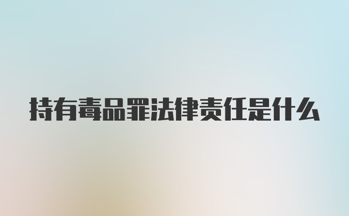 持有毒品罪法律责任是什么