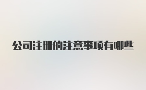 公司注册的注意事项有哪些