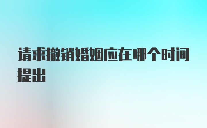 请求撤销婚姻应在哪个时间提出