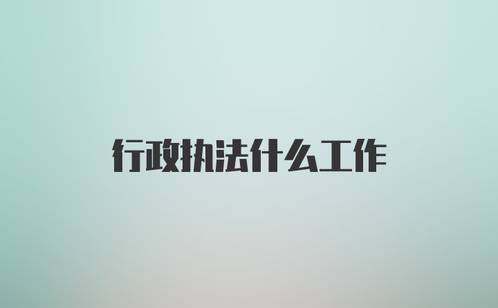 行政执法什么工作